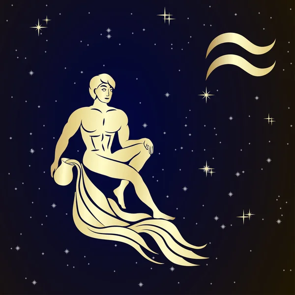 Зодиак Водолей звездное небо — стоковый вектор