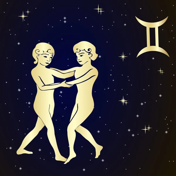 Gemini Zodiak jest gwiaździste niebo — Wektor stockowy