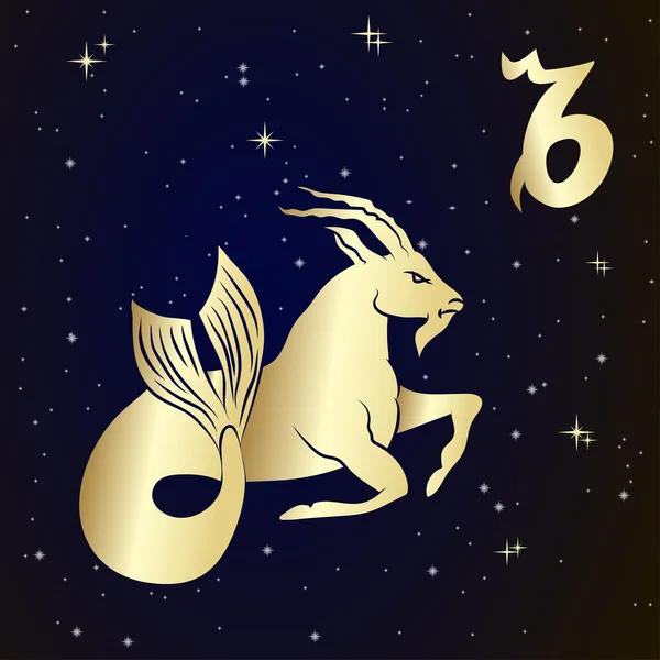 Capricorno segno zodiacale in cornice cerchio — Vettoriale Stock