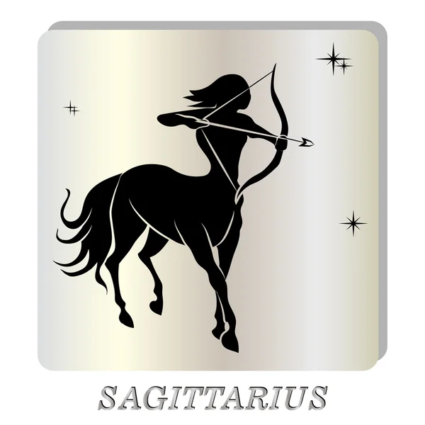 Schwarze Silhouette des Sagittarius sind auf Perlenhintergrund. — Stockvektor