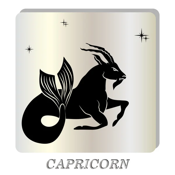 Silhouette noire de capricorne sont sur fond de perle . — Image vectorielle