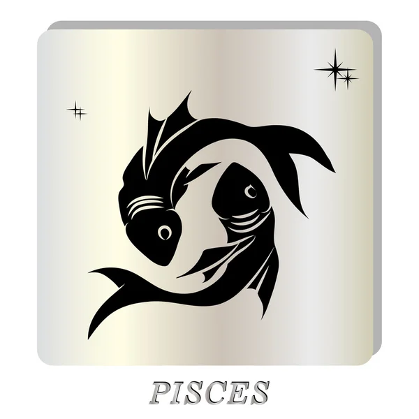 Black silhouette of  pisces are on pearl background. — Stock Vector