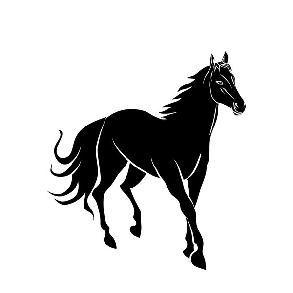 Vector silhouette. Cartoon horse.