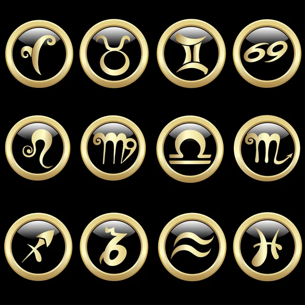 Establecer signo del zodiaco en el marco del círculo — Archivo Imágenes Vectoriales