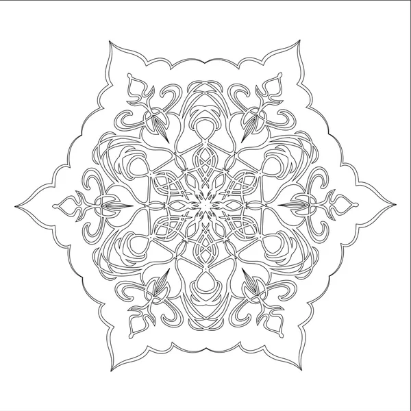 Adorno tarjeta blanca negra con mandala. — Vector de stock