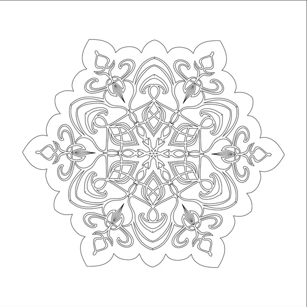 Ornament schwarz weiße Karte mit Mandala. — Stockvektor