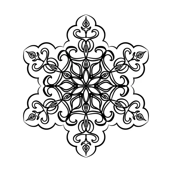 Adorno tarjeta blanca negra con mandala. — Vector de stock