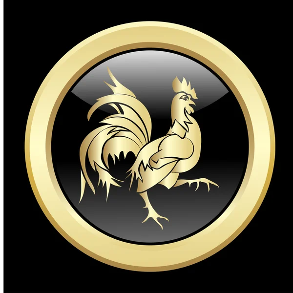 Golden silhouette of an cock — Stock Vector