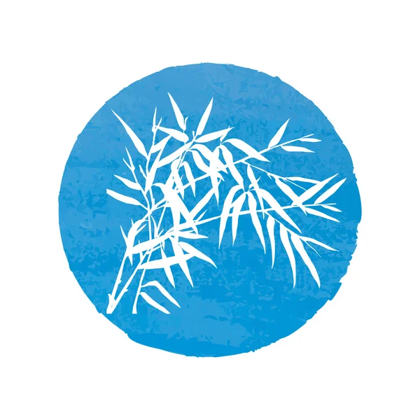Silueta Bonsai sobre fondo azul acuarela — Vector de stock