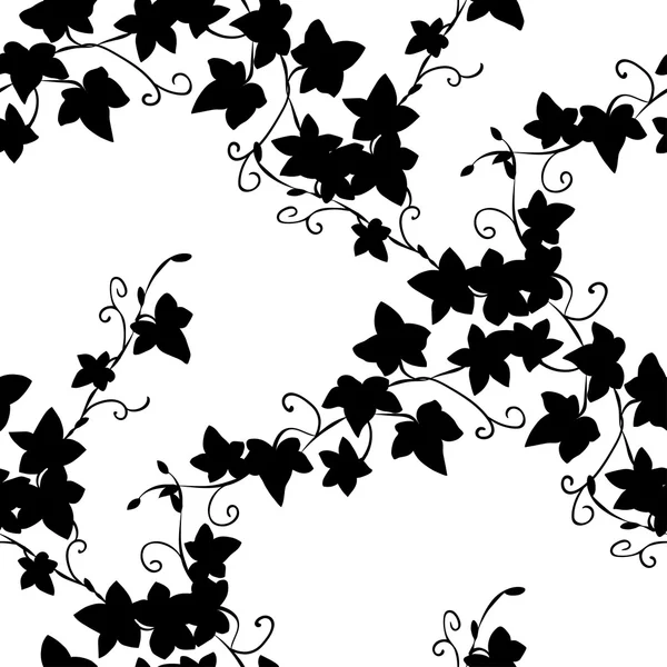 黒落書きツタの葉のシームレスなパターン — ストックベクタ
