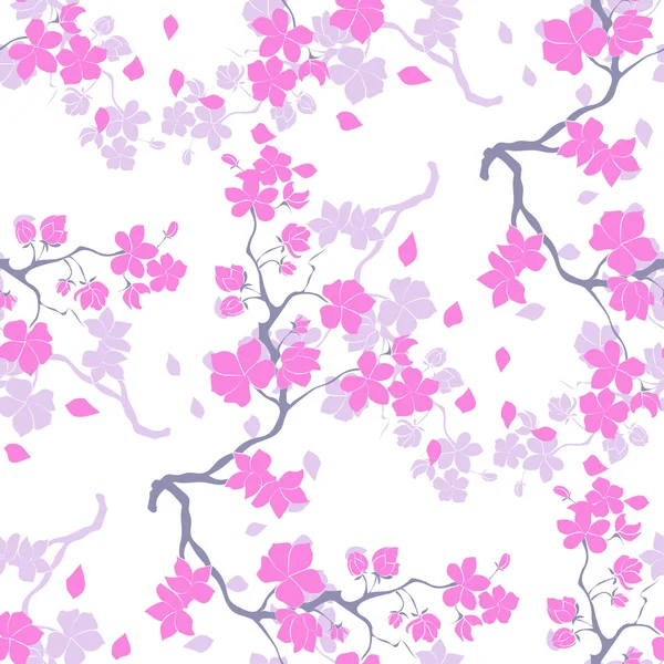 桂枝樱花。无缝 — 图库矢量图片
