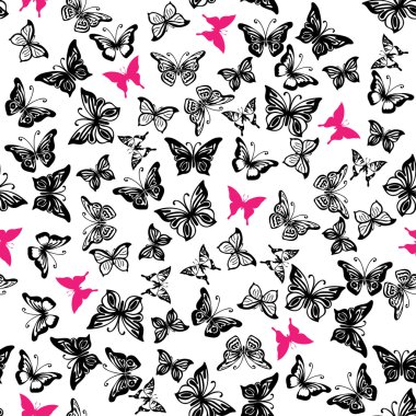 Kelebeklerin siluetleri ile Seamless Modeli