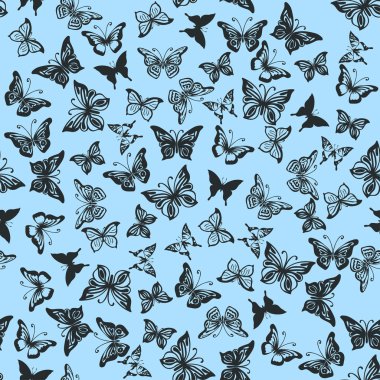 Kelebeklerin siluetleri ile Seamless Modeli