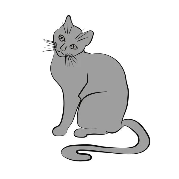 앉아있는 고양이의 실루엣. — 스톡 벡터