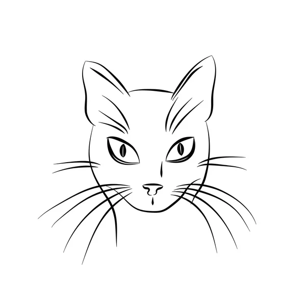 Cara de gato. Bosquejo en blanco y negro . — Vector de stock