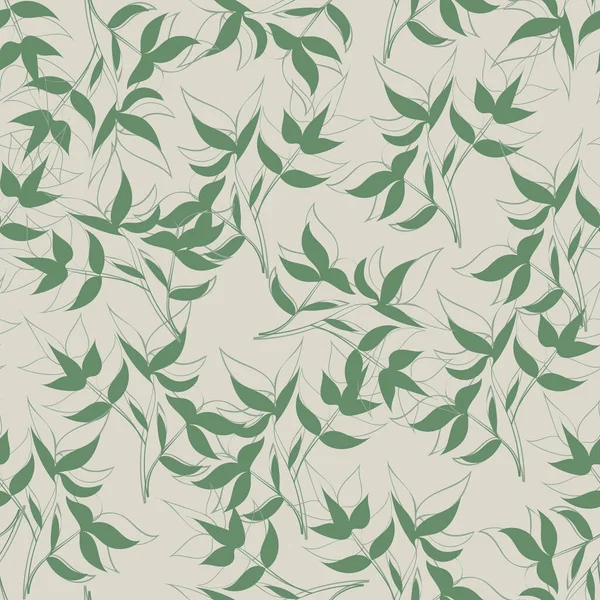 Çiçeksiz desen. Yapraklar elle çizilmiş. Ambalaj kağıdı, tekstil ve duvar kağıdı için çizim. Vektör illüstrasyonu