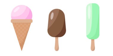 Renkli bir dondurma koleksiyonu. Vektör illüstrasyonu