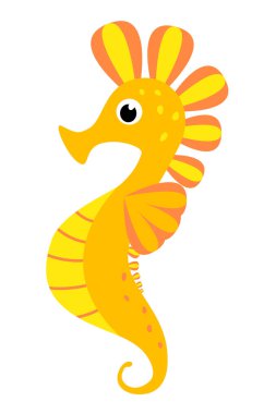 Turuncu deniz atı. Beyaz bir arka planda izole edilmiş. Yazdır, çıkartma, logo. Vektör illüstrasyonu