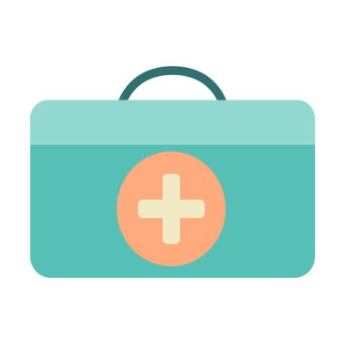 Yeşil ilk yardım çantası beyaz arkaplanda izole edilmiş.