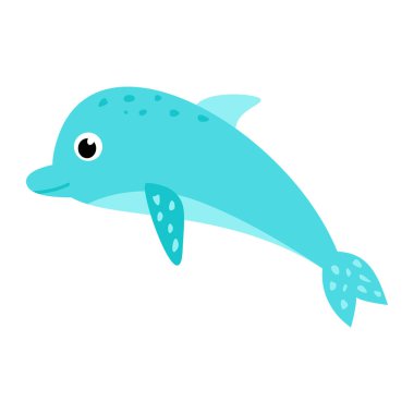 Beyaz arka planda izole edilmiş şirin yunuslar.