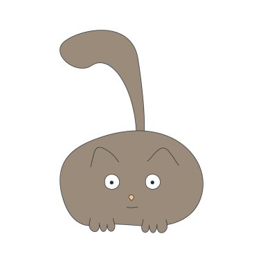 Tuhaf komik kedi. Beyaz arkaplan vektör illüstrasyonunda izole edildi