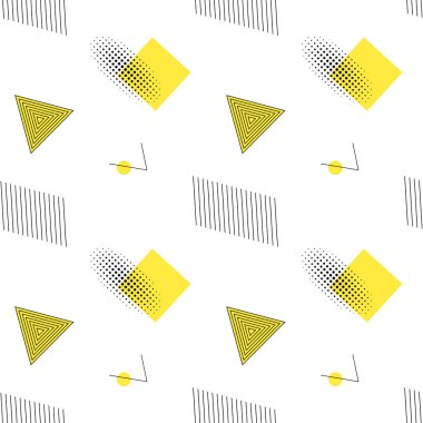 Soyut geometrik şekillerin kusursuz bir deseni. Beyaz bir arka planda. Vektör illüstrasyonu