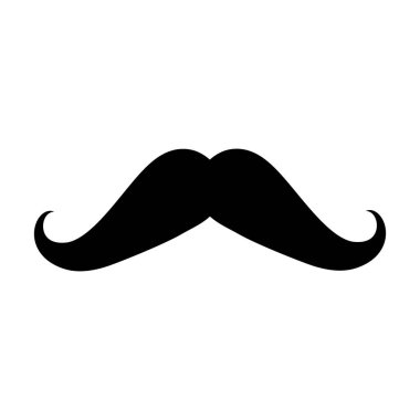 Siyah bıyık silueti. Beyaz bir arkaplanda izole edilmiş. 