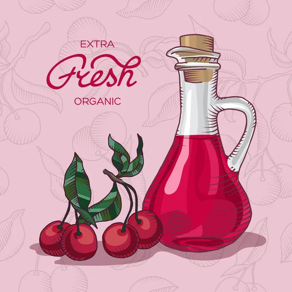 Экстра свежий органический вишневый сок — стоковый вектор