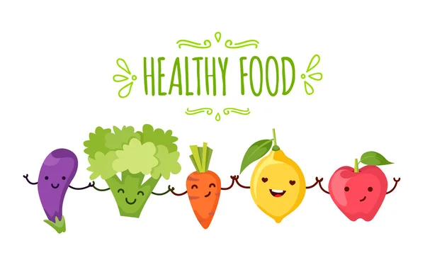 Zdravé potraviny kreslený představující — Stockový vektor