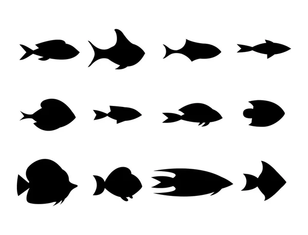 Çizgi film balık koleksiyonu arka plan — Stok Vektör