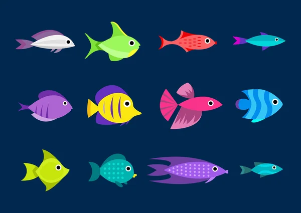 Desenhos animados fundo da coleção de peixes — Vetor de Stock