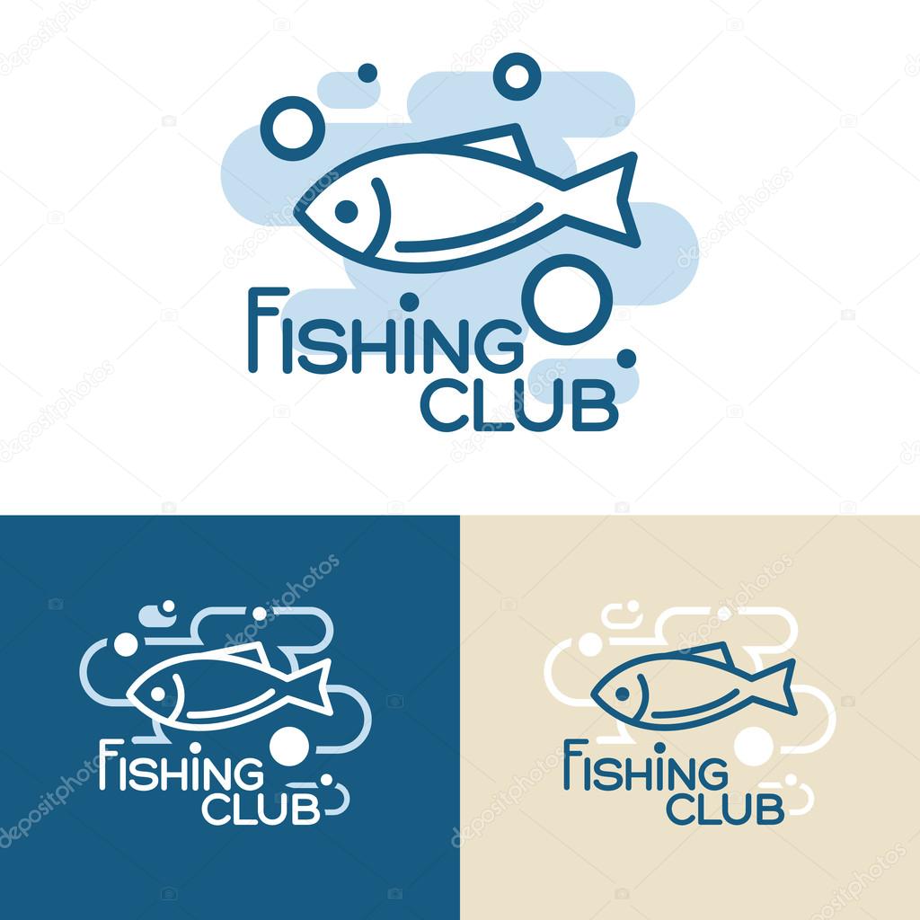 Fish point logos template collection. Creative vector template of fishing club logos or fishing online shop. Icons of fish with place for text.