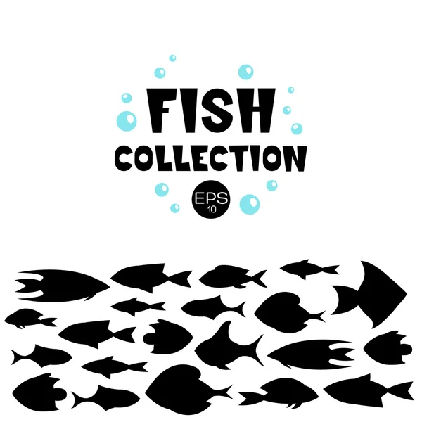 Çizgi film balık koleksiyonu arka plan — Stok Vektör