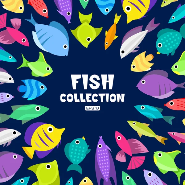 Фон колекції мультфільмів риби — стоковий вектор