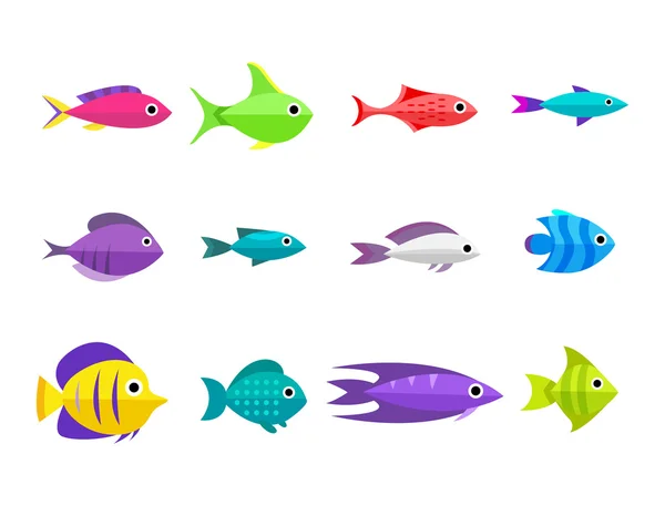 Kreslená ryba kolekce pozadí — Stockový vektor