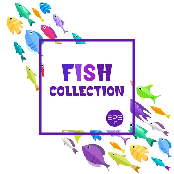 Фон колекції мультфільмів риби — стоковий вектор