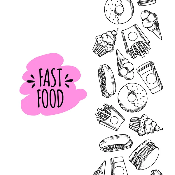 Fast food. Set di icone vettoriali dei cartoni animati . — Vettoriale Stock