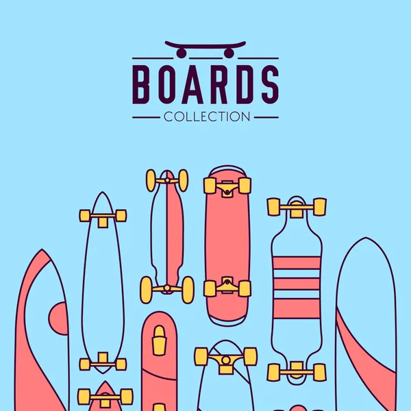 Planches à roulettes thème collection — Image vectorielle