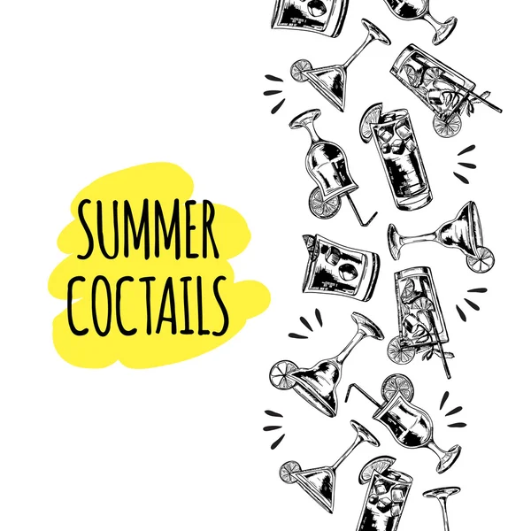 Cocteles de verano sobre fondo blanco — Vector de stock