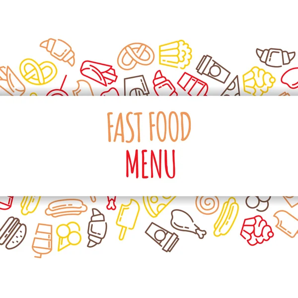 Menu de fast food. Conjunto de desenho animado vetor de fundo . —  Vetores de Stock