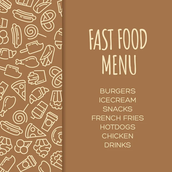 Fast Food Menü. Reihe von Cartoon-Vektor Hintergrund. — Stockvektor