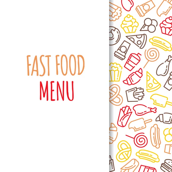 Menu de fast food. Conjunto de desenho animado vetor de fundo . —  Vetores de Stock