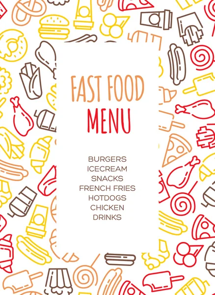 Menu de fast food. Conjunto de desenho animado vetor de fundo . —  Vetores de Stock