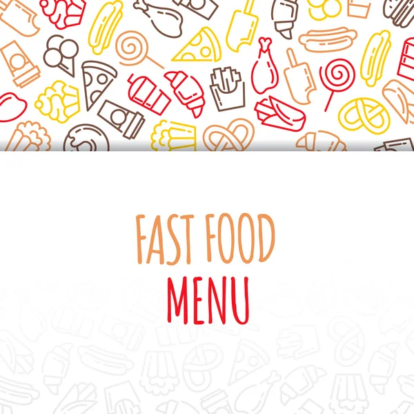 Menu de fast food. Conjunto de desenho animado vetor de fundo . —  Vetores de Stock