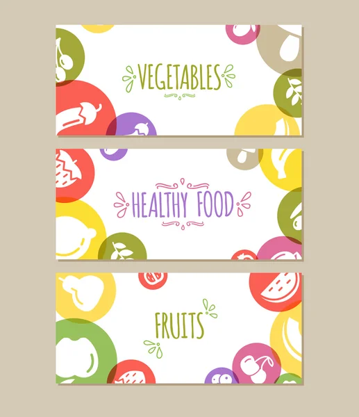 Banderas de alimentos de salud que representan — Archivo Imágenes Vectoriales