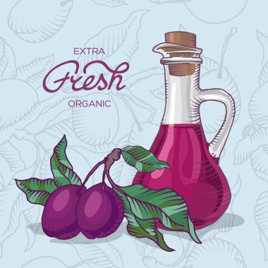 Erik dalı meyve ve sürahi suyu ile