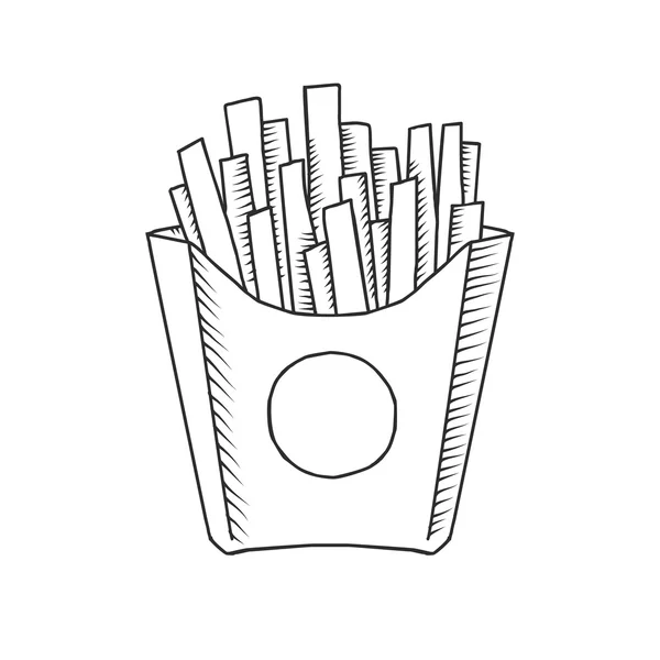 Ilustração vetorial de um desenho animado isolado desenhado à mão batatas fritas — Vetor de Stock