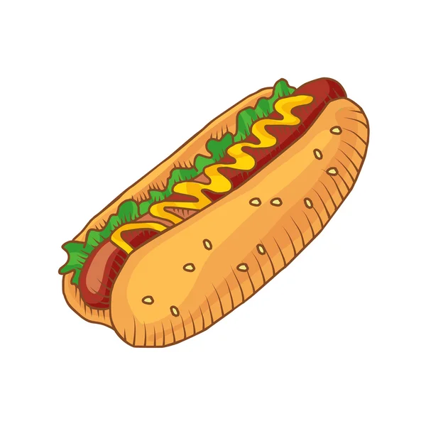 Vector hotdog med senap. Isolerade — Stock vektor