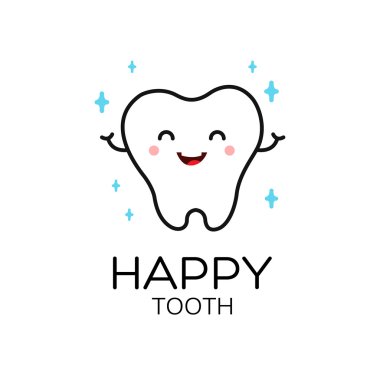 Healthy cute cartoon tooth character clipart