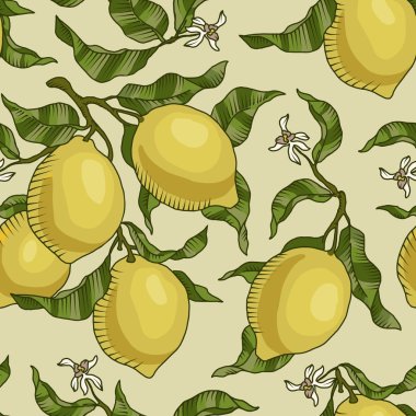 Vector pattern with lemon branches. clipart